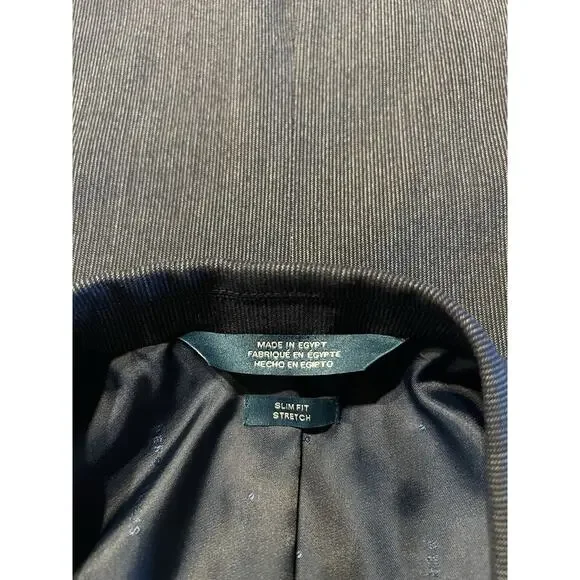 Perry Ellis 3 Piece Suit 44R 38x31.5 Navy Blue and White Textured Look - Picture 16 of 16